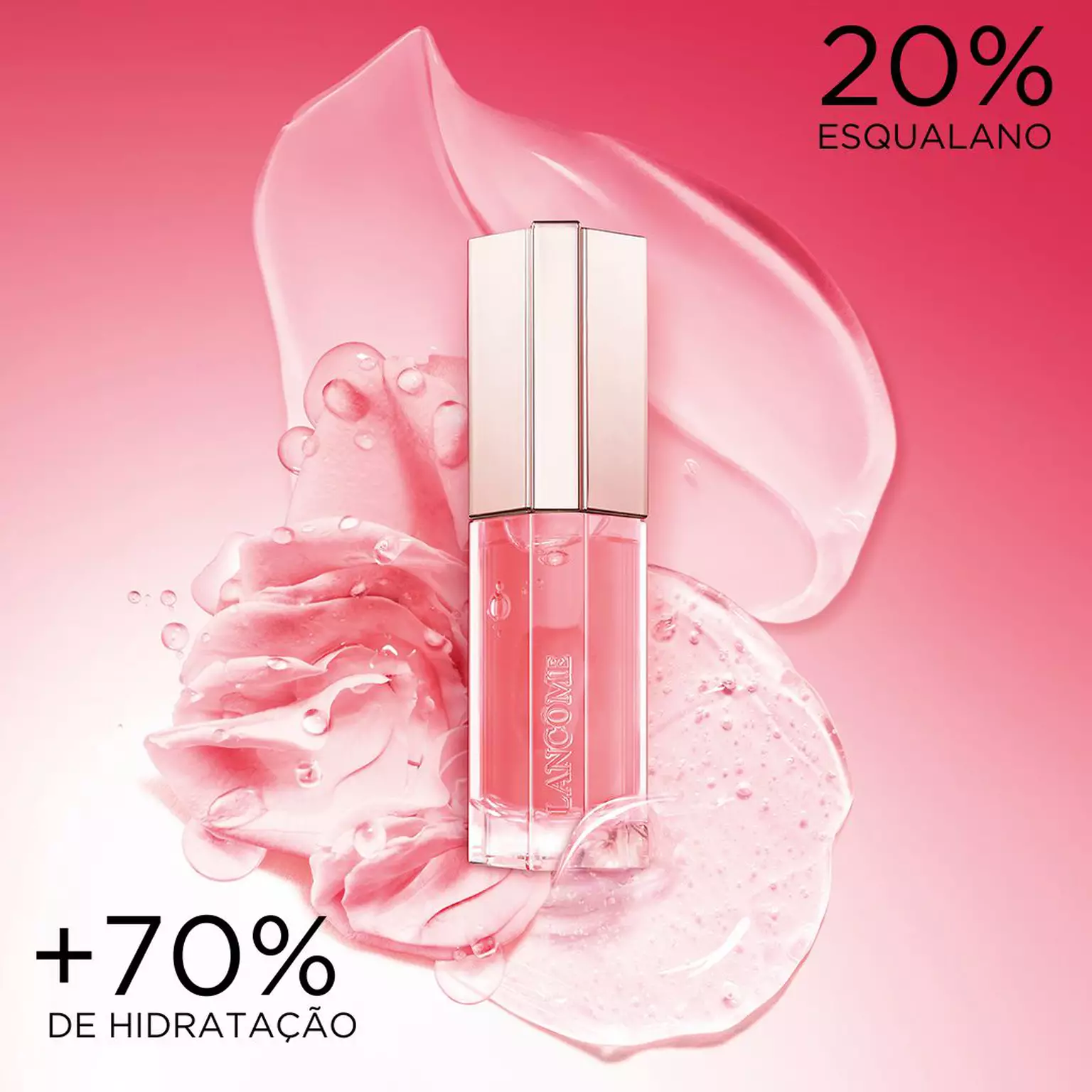 LIP OIL HIDRATANTE COM COR LANCÔME JUICYTREAT COM ESQUALANO E EFEITO GLOSS 3D